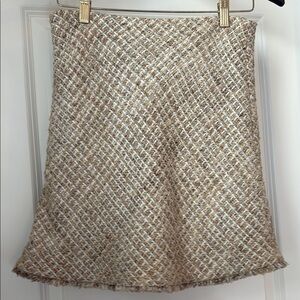 Chic Tweed Mini Skirt in Cream and Tan